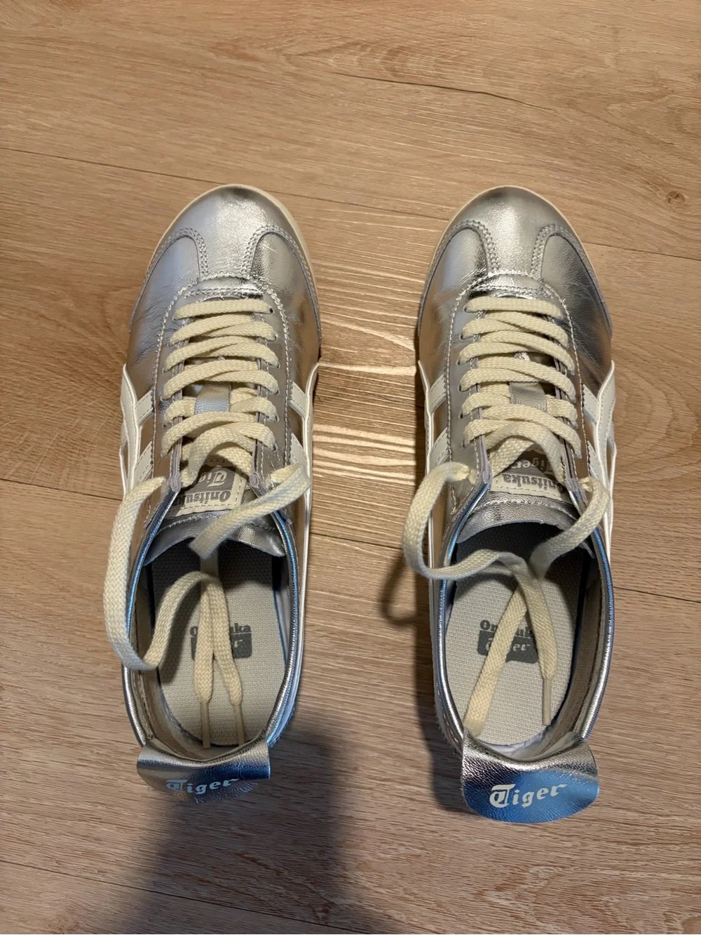 Onitsuka Tiger Mexico 66 Metallic Silver and White Sneakers US Women’s 9 - NWT